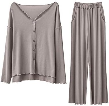 Hotvivid Women’s Pajamas, Long Sleeve, Room Wear, Top and Bottom Set, Modal Rayon, Cardiga Pajamas, Cute, Skin Friendly