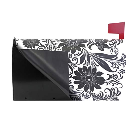 LORVIES Black Floral Magnetic Mailbox Cover Standard Size 20.8 x 18 Inch