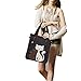 YZSKY Women Canvas Handbag Cartoon Cat Big Tote Bag (Black)