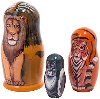Lion Tiger Kitty Nesting Doll 3pc./3.5"