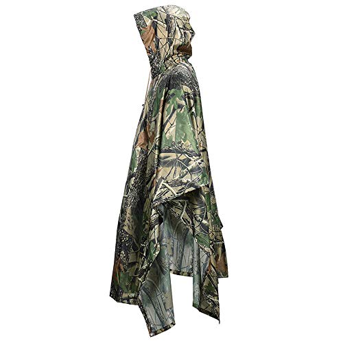 LOOGU Leichter wasserdichter Regenponcho mit Kapuze Camouflage Design Ripstop Mehrzweck Regenmantel für Männer und Frauen Regencape schnell trocknend wiederverwendbar Für Camping Angeln Jagd Events – Bild 4