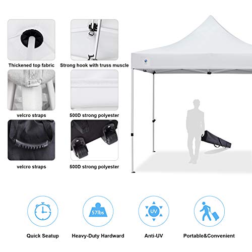 10x10 Pop Up Outdoor Canopy Tent by Allinboost, Banch Canopy Sun Shelter, Commercial Instant Grill Gazebo with Wheeled Carry Bag for Food Vendors, Farmers Market and Backyard Events