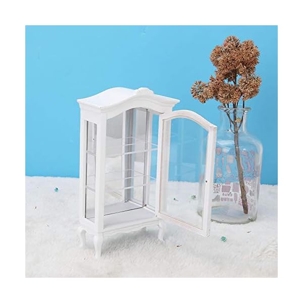 1:12 Miniatur Weiß Europäischen Stil Holz Puppenhaus Drei Schichten Transparente Fenster Dream Schrank Vitrine für Babys – Bild 8