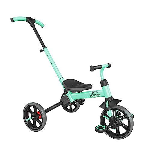 Yvolution 3 in 1 Toddler Trike Y Velo Flippa Push Tricycle Toddler Balance Bike with Parent Steering Push Handle for Boys Girls 2-5 Years Old