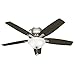 Hunter Fan Company, 53315, 52 inch Newsome Brushed Nickel Low Profile Ceiling Fan with LED Light Kit and Pull Chain, BLACK,WHITE