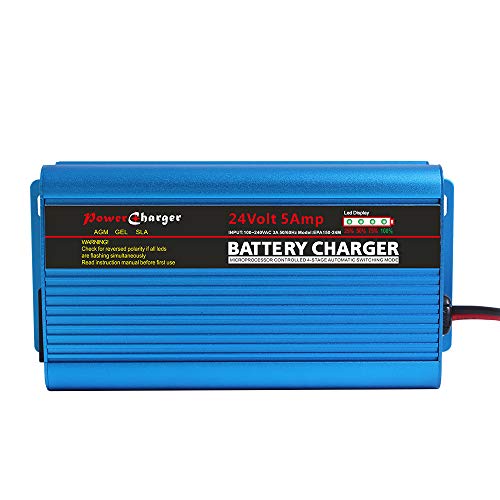 24V 5Amp Automatic Battery Charger Maintainer, Car Battery Charger Maintainer with Alligator Clips for Scooter, Wheelchair, Motorcycle, eBike, Lawn Mower Electric Tools Emergency Light etc - Thumbnail 7