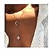 Edary Boho Moon Necklace Star Pendant Necklaces with Rhinestone Necklace Jewelry for Women and Girls