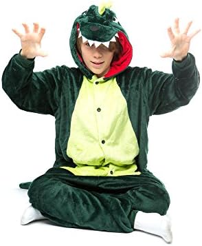 Snug Hand Stitched Unisex Green Dragon Animal Onesie (Children Small)