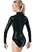 Balera Leotard Girls One Piece For Dance Metallic Long Sleeve Mock Neck Bodysuit