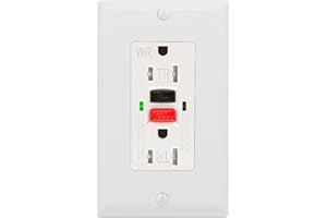 ANKO GFCI Outlet 15 Amp, UL Listed, Self-Test GFI Receptacles, TamperResistant, Weather Resistant, LED Indicator, with Decor Wall Plates and Screws, Indoor or Outdoor Use