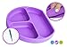 Babiere Silicone Toddler Plate – Powerful Suction Base Stays Put to Highchair – Grip Dish with Divided Sections – BPA & Toxin Free, Microwave & Freezer Safe – Free Silicone Baby Spoon – Purple