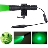 Royitay Tactical Flashlights Green light LED Torch with 25mm Ring Quick Release Offset Mount Pressure Switch for Hunting Camping