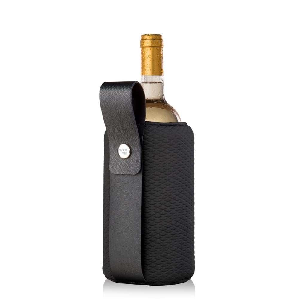 Vacu Vin Flexible Artico Black - Wine Chiller and Cooler for Quick and Long Lasting Cooling - Versatile Cooler for Wine and Champagne Bottles - Ideal for Wine Gifts