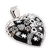 Millefiori Black & White Silver Heart Pendant