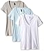 Clementine Apparel Women's Deep V Neck Tee (Pack of 3), Ice Blue/Silk/White, Large