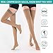 Open Toe Compression Stockings Women Men, Thigh-High Firm Support 20-30 mmHg Graduated Compression Socks - Moderate Toeless Medical Support Hose Swelling Varicose Veins Edema (Beige, Large)