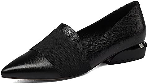 Nine Seven Women's Pointed Toe Flats Low Heel Slip On Handmade Leather Dress Business Pumps Shoes