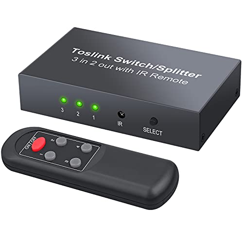 LiNKFOR Digital Optical Audio Switch Splitter 3 in 2 Out Optical Switch