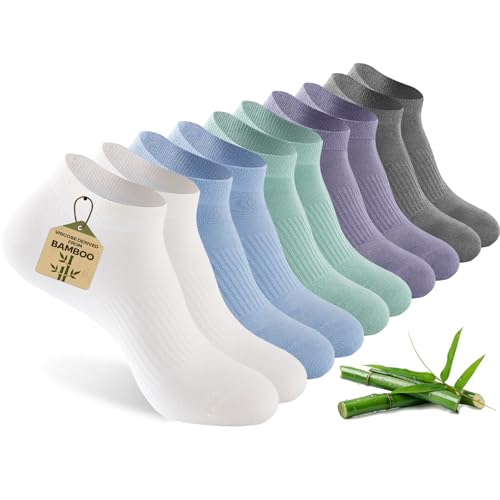 BambooHop Ankle Socks Women, 5 Pairs Bamboo Low Cut Ladies Trainer Socks, Breathable Seamless Short Summer Thin Socks