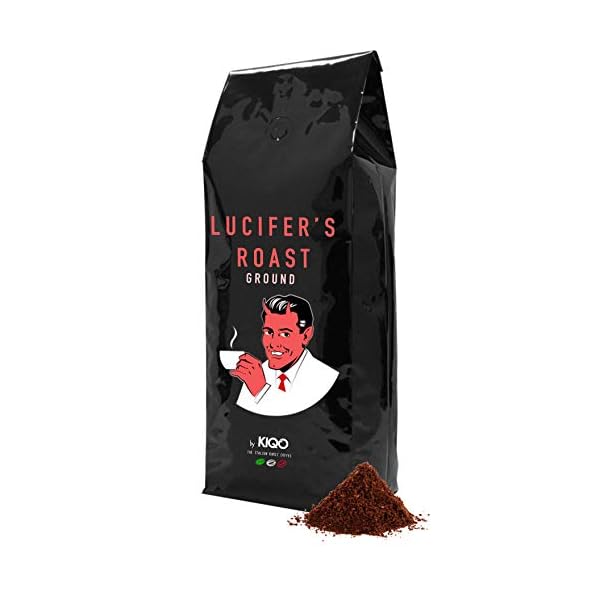 LUCIFERS ROAST Kaffee by KIQO aus Italien - sehr starker Espresso - säurearm - für Filterkanne oder French Press - 100…
