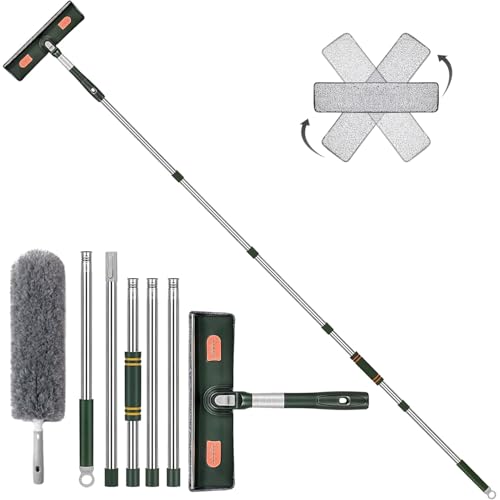 Genérico Limpiador Multiusos para Espejos y Azulejos con Mango Extensible - Herramienta de Limpieza de Esquinas para Baño, Cocina y Vidrio de Auto Kit fácil de Instalar