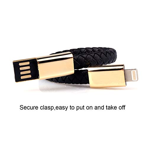GVUSMIL USB Leather Charging Bracelets Portable Braided Wrist Band Cable Data Charger for iPhone (7.9inch)