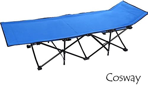 Cosway Portable Home Office Folding Camping Cot Easy Set Up Sleeping Beach Camp Bed-260lbs Capacity-With Carry Bag (blue)