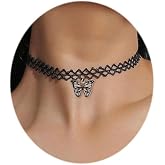 MIFYNN Black Lace Choker Necklace for Women Boho Colourful Butterfly Choker Purple Pink Butterfly Charm Necklace Stretch Lace Pendant Necklace 80s 90s Jewelry Gift