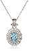Sterling Silver Sky Blue Topaz and Created White Sapphire Oval Pendant Necklace, 18