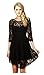 CA Fashion Women's 3/4 Sleeve Twinset 2 PCs Lace Asymmetrical Hem Dress Black Large