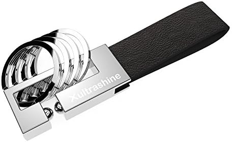 Xultrashine Premium Leather Valet Car Key Chain Stylish Key Holder with 4 Detachable Key Rings, Perfect Combination of Luxury , Elegance - Black …
