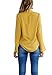 Ladies Bow Neck Bell Sleeve Solid Casual Loose Chiffon Blouses Top Yellow Medium