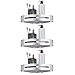 BESy Shower Corner Caddy Bathroom Shower Corner Shelf with Two Hooks, Self Adhesive with Glue or Wall Mount with Screws,Heavy Duty Aluminum 3 Tier Storage Shelves Triangle Baskets,Dull Polished Silver