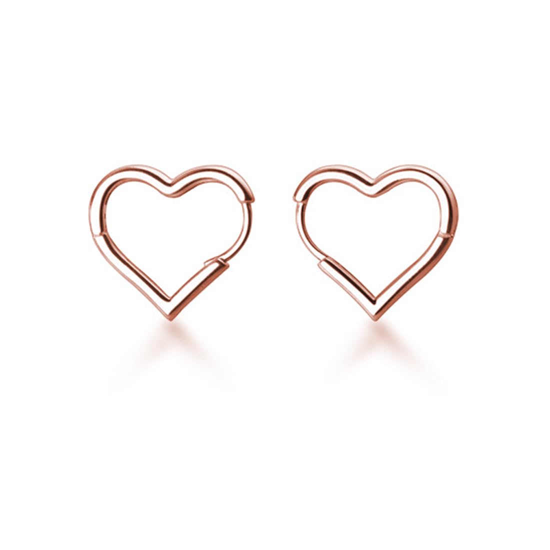 SLUYNZ 925 Sterling Silver 1.6CM Heart Earrings for Women Teen Hoop Earrings Huggie Sweet Love Earrings (B-Rose Gold Plated)