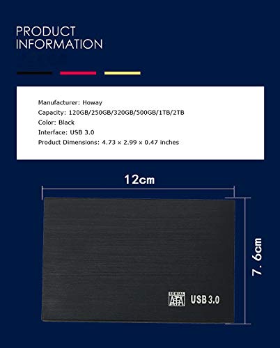 HWAYO 2.5'' 320GB Ultra Slim Portable External Hard Drive USB3.0 HDD Storage for Xbox One Consle, PC, Laptop - Thumbnail 3