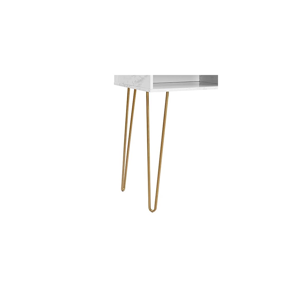 Novogratz Computer Desk with Storage, White Marble LAVORIST