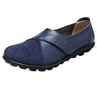 Sweetichic PU Leather Loafers, Soft Sole Casual Flats Shoes, Slip on Loafers Comfortable Pure Color Fashion Moccasins Casual Shoes for Women Students