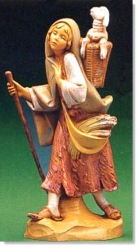 Fontaniniby Roman, Miriam The Shepherdess 7.5" Scale Nativity Figure, Made in Italy
