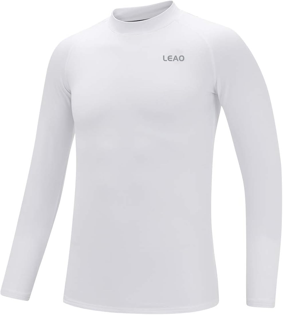 LEAO Youth Boys' Compression Thermal Shirt Long Sleeve Fleece Baselayers Sports Undershirts Mock Top: Clothing