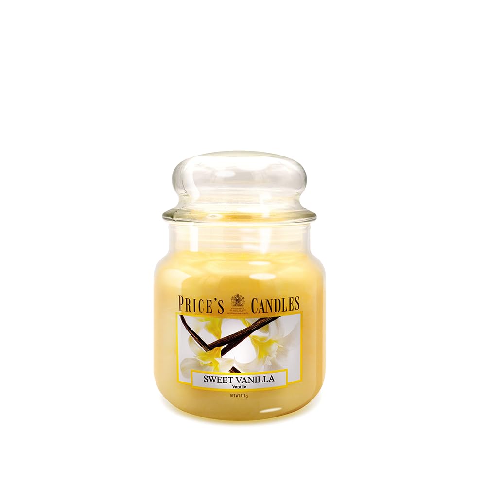 Price's - Sweet Vanilla Medium Jar Candle - Sweet, Delicious, Quality Fragrance - Long Lasting Scent - Up to 90 Hour Burn Time - Ideal for All Occasions