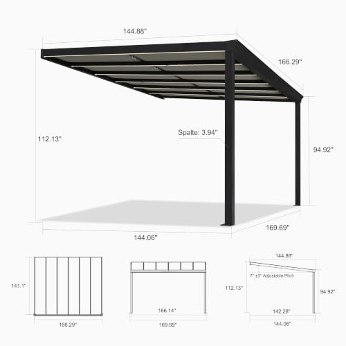PURPLE LEAF 12x14 Wall Mounted Pergola Review: Retractable Shade and LED Lights image 20