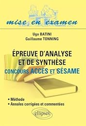 Épreuve d'analyse et de synthèse, concours Accès et Sésame