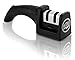 RKITCHEN Knife Sharpener for Straight Kitchen Knives - Professional 2-Stage Sharpening System - Transform Your Blunt Knives Into Razor Sharp Knives - Safety Handle and Non-Slip Base - BLACK