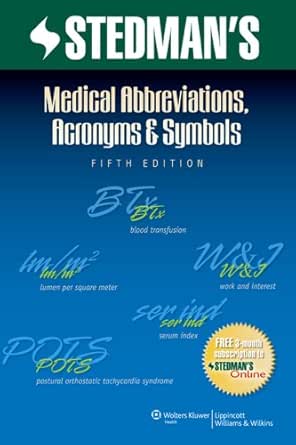 Stedman S Medical Abbreviations Acronyms Symbols Stedman S Abbreviations Acronyms Symbols Ebook Stedman S Books Amazon Com