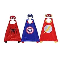 Superhero Cartoon Capes and Masks for Kids- Birthday Party Gifts Role Playing Costume Decorations (AS03-3SET)