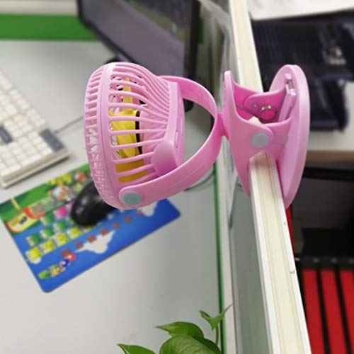 360Â° Rechargeable USB Clip On Mini Desk Fan Portable Table-Top Fan Rechargeable Battery Small Personal Fan Pink