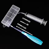 Airgoesin Lighted Earwax Removal or Tonsil Stone Remover Tool, Blue, 3 Tips, Tonsillolith Pick Case + 1 Irrigator Clean