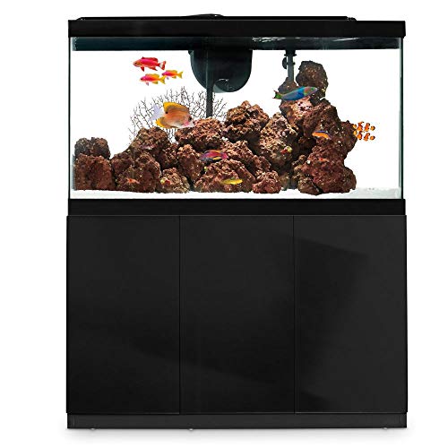 PeetsPets Durable Wood Aquarium Stand with Storage, Up to 29, 40, 55 gal. (55 Gallon, Black Gloss)