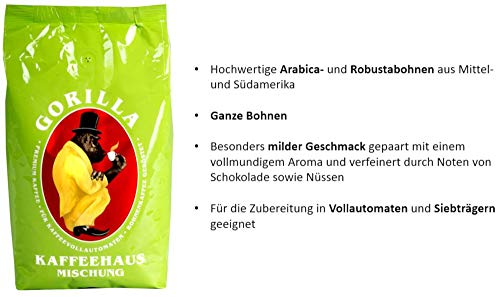 Joerges Gorilla Kaffeehaus-Mischung, 5er Vorteilspack (5x 1000g), ganze Kaffeebohnen, Röstkaffee, Caffè – Bild 5