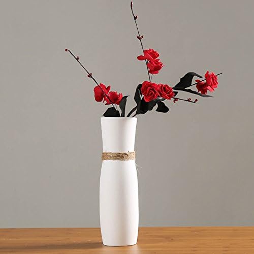 lulalula White Ceramic Vases Tall Decorative Flower Vases Modern European Style Tabletop Centerpieces Vase for Home Decor Living Room and Office 25.5 x 7.5 cm(H x D)